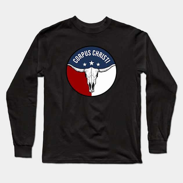 Corpus Christi Texas Longhorn State Flag Long Sleeve T-Shirt by urban-wild-prints